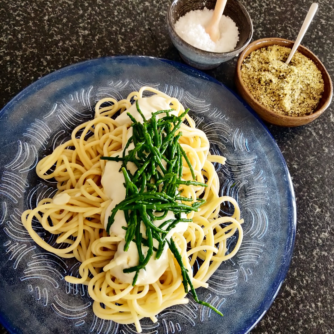 Vegant - Spaghetti crème de citron et salicornes