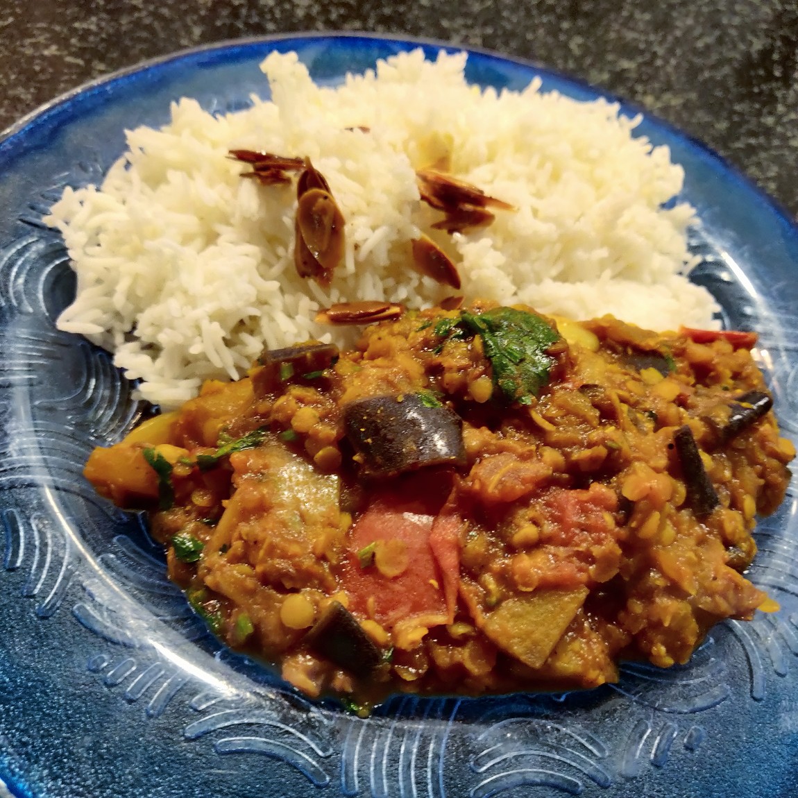 Vegant - Aubergine dhansak (Persian curry)